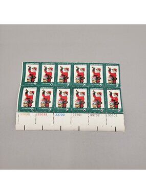 1970s USPS Twas The Night Before Christmas Pane 8 Cent Stamps